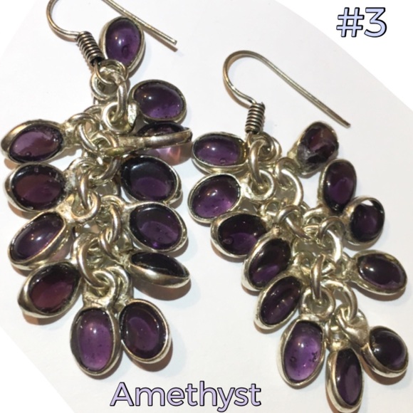 Cha Cha Natural Gemstone Statement Dangle Earrings - Picture 4 of 5